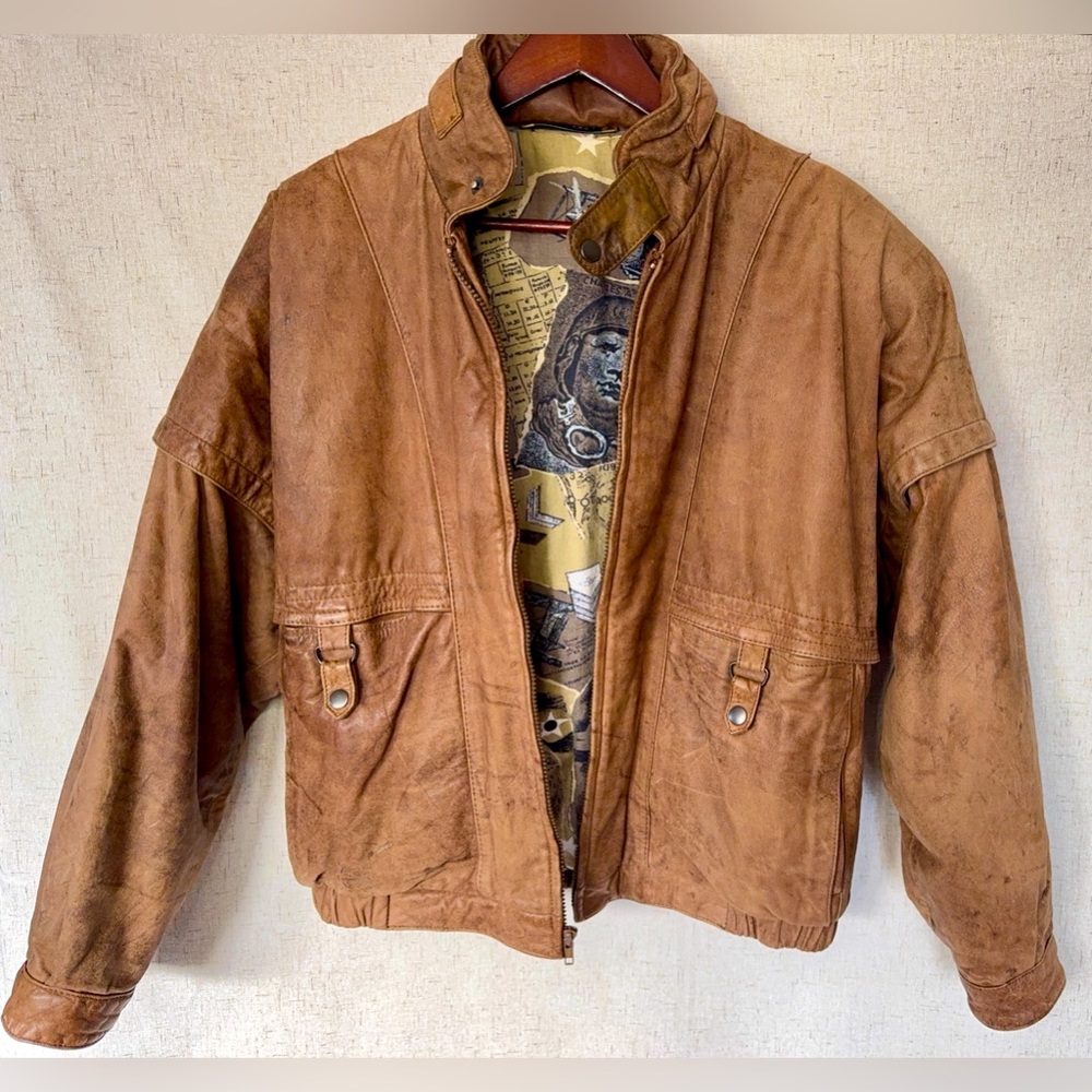 Vintage J Walden Brown Leather Bomber Jacket